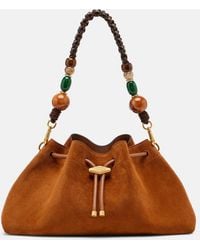 Jimmy Choo - Bon Bon Medium Beaded Suede Bucket Bag - Lyst