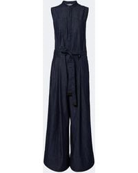 Max Mara - Wide-Leg Denim Jumpsuit - Lyst