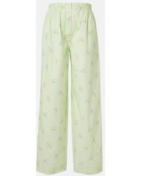 Prada - Floral Cotton Wide-Leg Pants - Lyst