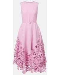 Oscar de la Renta - Cocktailkleid Aus Einem Wollgemisch Mit Spitze - Lyst