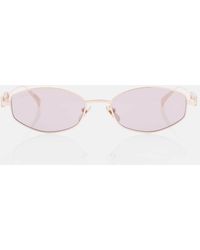 Gucci - Lunettes De Soleil Ovales A Ornements Et Logo - Lyst