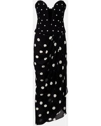 Adriana Degreas - Polka-Dot Draped Midi Dress - Lyst