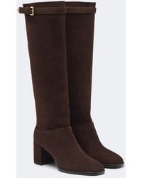 Prada - Suede Knee-High Boots - Lyst