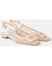 Roger Vivier - Belle Vivier Canvas Slingback Flats - Lyst