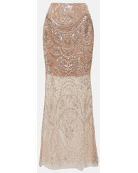 Self-Portrait - Embellished Flared Maxi Skirt - Lyst