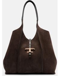 Tod's - T Timeless Medium Suede Tote Bag - Lyst