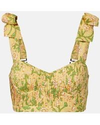 Poupette - Carla Pleated Floral Cotton Crop Top - Lyst