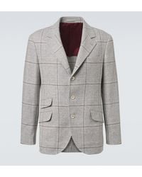 Brunello Cucinelli - Checked Silk, Wool, And Cashmere Blazer - Lyst
