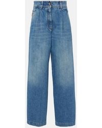 Brunello Cucinelli - Pleated High-Rise Wide-Leg Jeans - Lyst