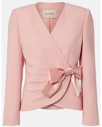 Valentino - Bow-Detail Virgin Wool Crepe Jacket - Lyst