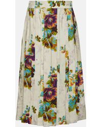 Tory Burch - Floral Satin Midi Skirt - Lyst