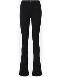 Prada - Ribbed-Knit Jersey Flared Pants - Lyst