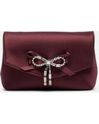 Jimmy Choo - Soft Bow Mini Embellished Satin Clutch - Lyst