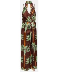 Johanna Ortiz - Embroidered Printed Silk Maxi Dress - Lyst