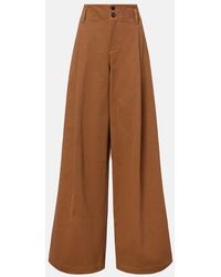 Chloé - High-Rise Cotton Canvas Wide-Leg Pants - Lyst
