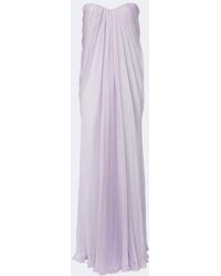 McQueen - Vestido De Fiesta Bustier De Chifon De Seda - Lyst