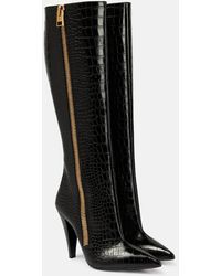 Tom Ford - Croc-effect Leather Knee-high Boots - Lyst