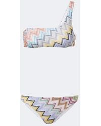 Missoni - Zigzag One-Shoulder Lame Bikini - Lyst