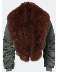 Gucci - Feather-Trimmed Silk Duchesse Bomber Jacket - Lyst