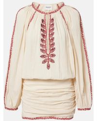 Isabel Marant - Besticktes Minikleid Ludy Aus Baumwolle - Lyst