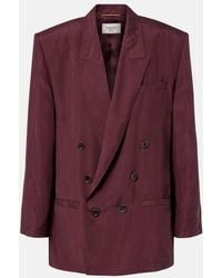 Saint Laurent - Double-Breasted Silk Blazer - Lyst