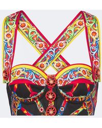 Dolce & Gabbana - Carretto Cotton Poplin Crop Top - Lyst