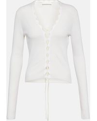 Dion Lee - Lace-up Ribbed-knit Cotton Cardigan - Lyst