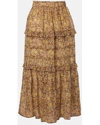 Isabel Marant - Volomia Floral-Print Tiered Cotton Midi Skirt - Lyst