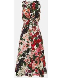 Oscar de la Renta - Floral Cotton-Blend Midi Dress - Lyst