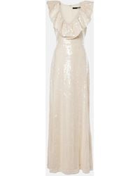 ROTATE BIRGER CHRISTENSEN - Vestido Largo De Lentejuelas Con Volantes - Lyst