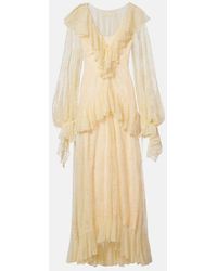De La Vali - Esen Ruffled Lace Maxi Dress - Lyst