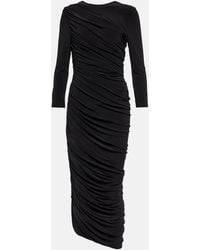 Norma Kamali - Diana Asymmetrisches Midikleid Aus Gerafftem Stretch-jersey - Lyst