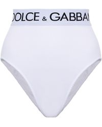 Dolce & Gabbana Braga en mezcla de algodon de tiro alto - Blanco