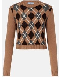 Prada - Argyle Cashmere Sweater - Lyst