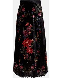 FARM Rio - Floral Velvet Maxi Skirt - Lyst