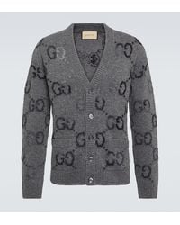 Gucci - Cardigan in lana intarsia con motivo monogramma - Lyst