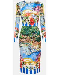 Dolce & Gabbana - Portofino Printed Silk-blend Midi Dress - Lyst