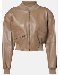 Chloé - Cropped Leather Bomber Jacket - Lyst