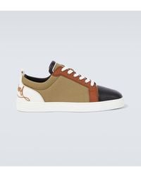 Christian Louboutin - Fun Louis Junior Leather And Canvas Sneakers - Lyst