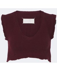 Maison Margiela - Cropped Virgin Wool Sweater Vest - Lyst