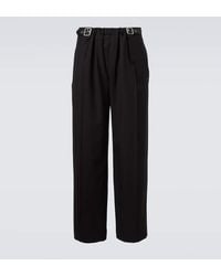 Loewe - Belted Wool Straight Pants - Lyst