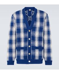 Gucci - Reversible Checked Wool-blend Cardigan - Lyst