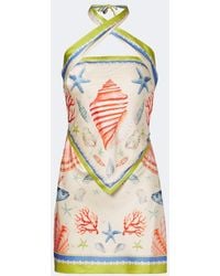 retroféte - Cable Printed Silk-Blend Halterneck Dress - Lyst
