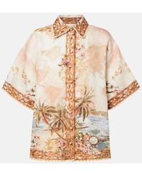Zimmermann - Mahon Printed Linen Bowling Shirt - Lyst