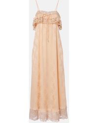 Chloé - Lace-Trimmed Silk Jacquard Midi Dress - Lyst