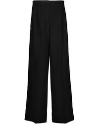 Max Mara Maremma Cotton-blend Wide-leg Trousers - Black
