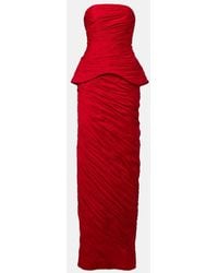 Marmar Halim - Peplum Pleated Taffeta Gown - Lyst