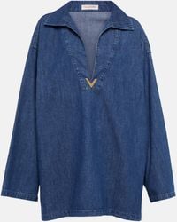 Valentino - Vgold Cotton Chambray Minidress - Lyst