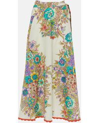 Etro - Floral Cotton And Silk Midi Skirt - Lyst