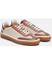 Loro Piana - Tennis Walk Leather-Trimmed Sneakers - Lyst